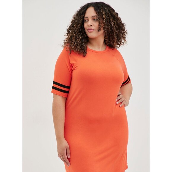 NWT Torrid Womens Plus Size 2X Super Soft Orange Favorite T-Shirt Varsity Dress - Picture 3 of 4